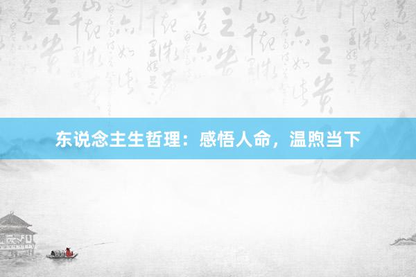 东说念主生哲理：感悟人命，温煦当下